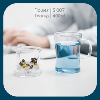 Cốc trà thủy tinh chịu nhiệt S007 400ml / S003 - 370ml - Ly lọc trà thủy tinh chịu nóng lạnh Samahome Shop