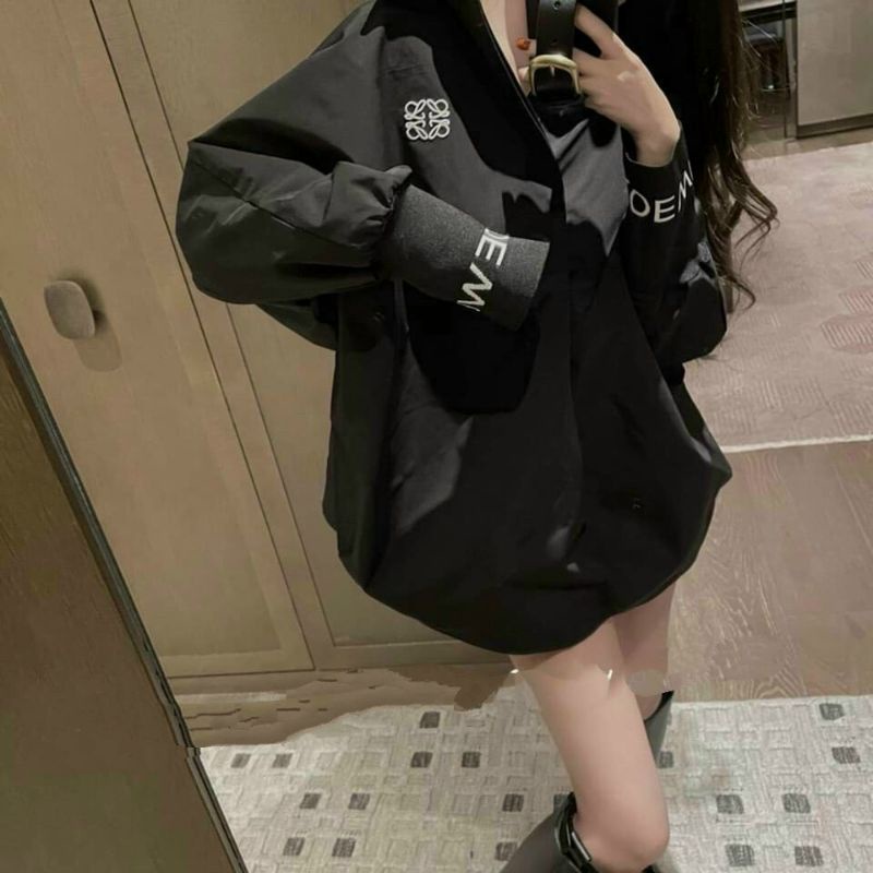 Áo sơ mi bo tay thêu form rộng