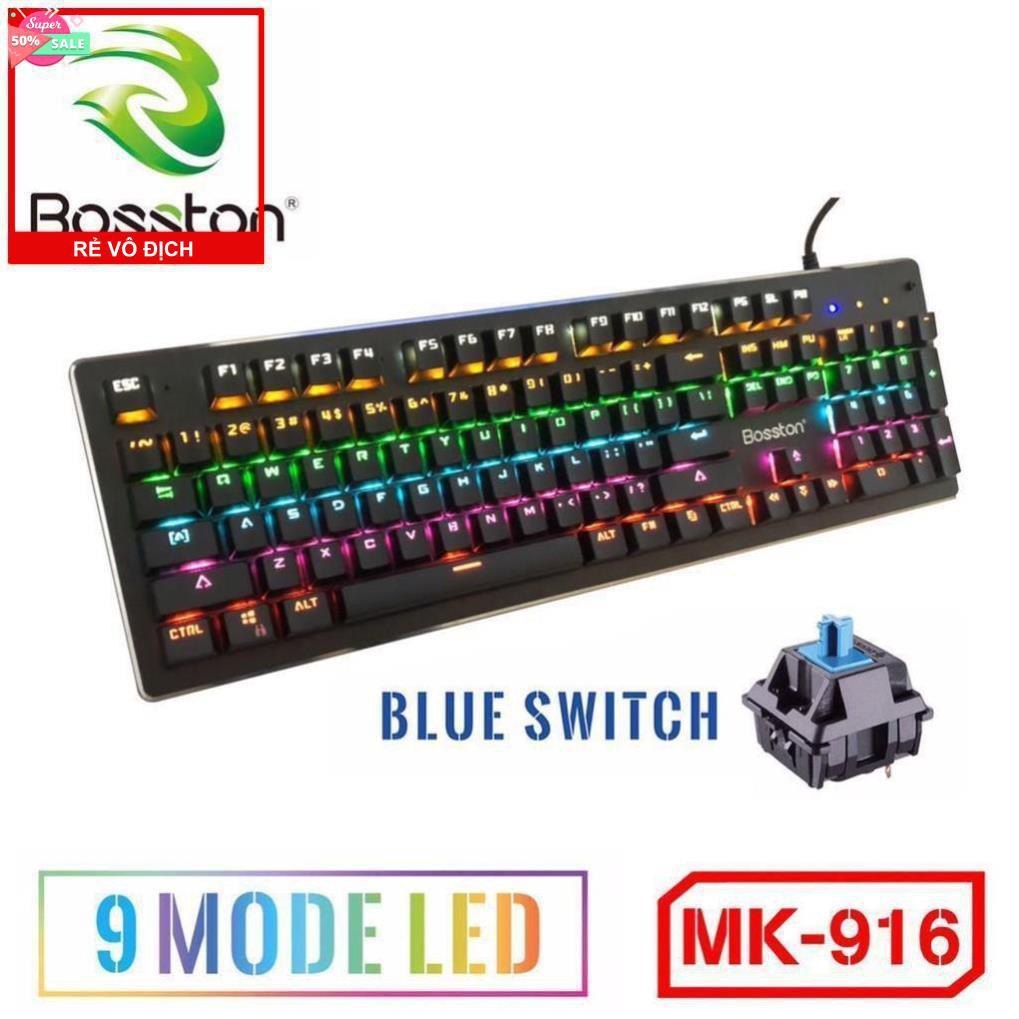 Bàn phím cơ game cao cấp Bosston MK916 tùy chỉnh 9 kiểu đèn led