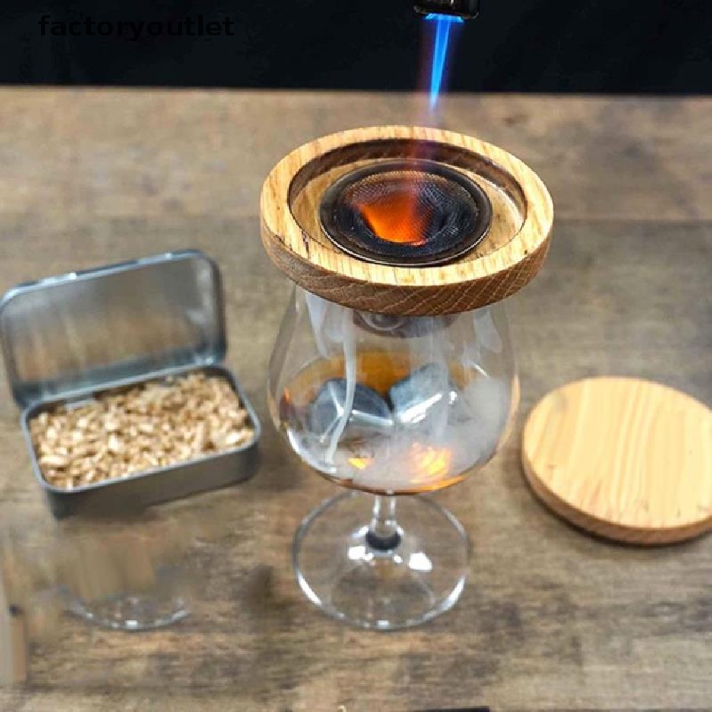 Bộ dụng cụ pha chế tạo khói cho cocktail/ rượu bằng phoi gỗ QWD