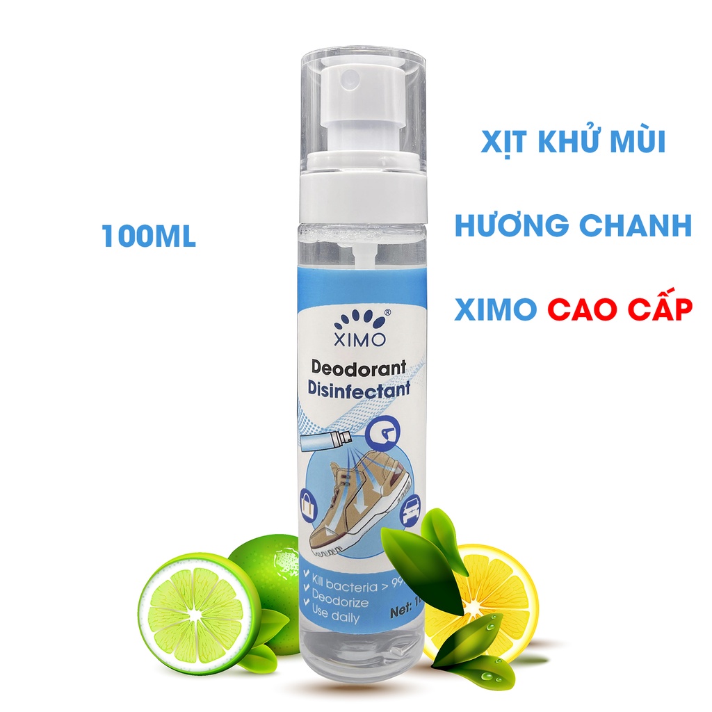 Bình xịt khử mùi Ximo Deodorant Lemon hương chanh đập tan mùi hôi trên Giày, Mũ, Túi Ví, Xe hơi (XXI14)