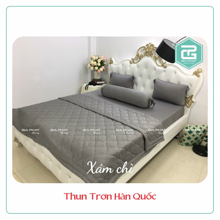 Bộ ga gối , Drap Thun Lạnh Hàn Quốc  họa tiết trơn 1 màu cao cấp