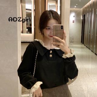 Áo kiểu nữ dài tay cổ bẻ phối ren thời trang