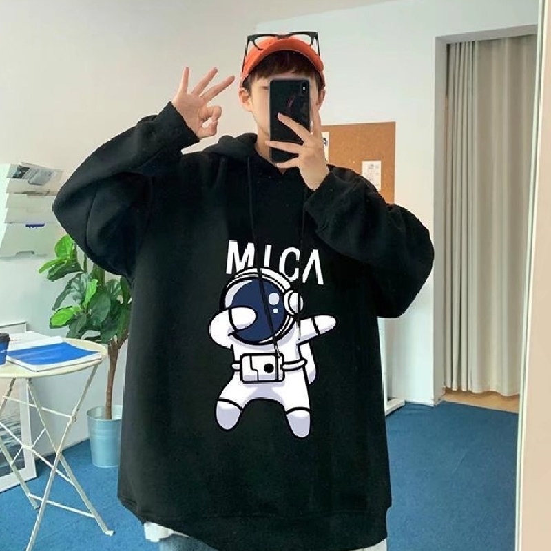 Áo khoác hoodie tay dài dáng rộng in hình phi hành gia phong cách đường phố Hàn Quốc size m-3xl