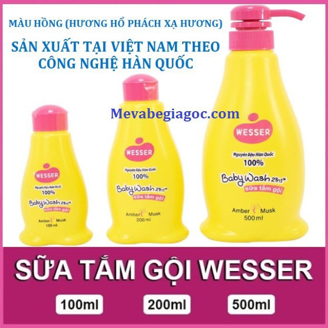 (Made in Vietnam) Sữa Tắm Gội 2in1 không cay mắt Bé (100ML - 200ML - 500ML) - Wesser (Công nghệ Hàn Quốc)