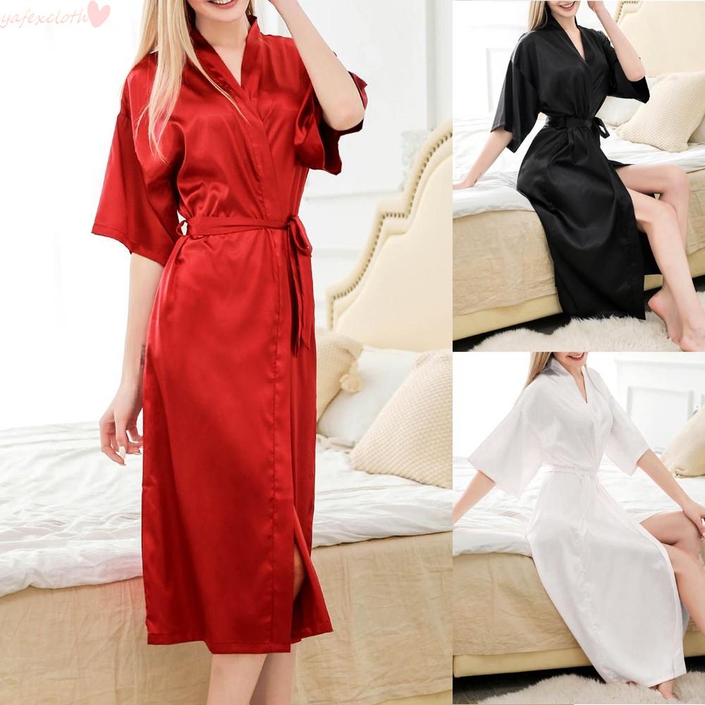 Áo choàng ngủ vải lụa satin ngắn tay thời trang cho nữ
 | BigBuy360 - bigbuy360.vn
