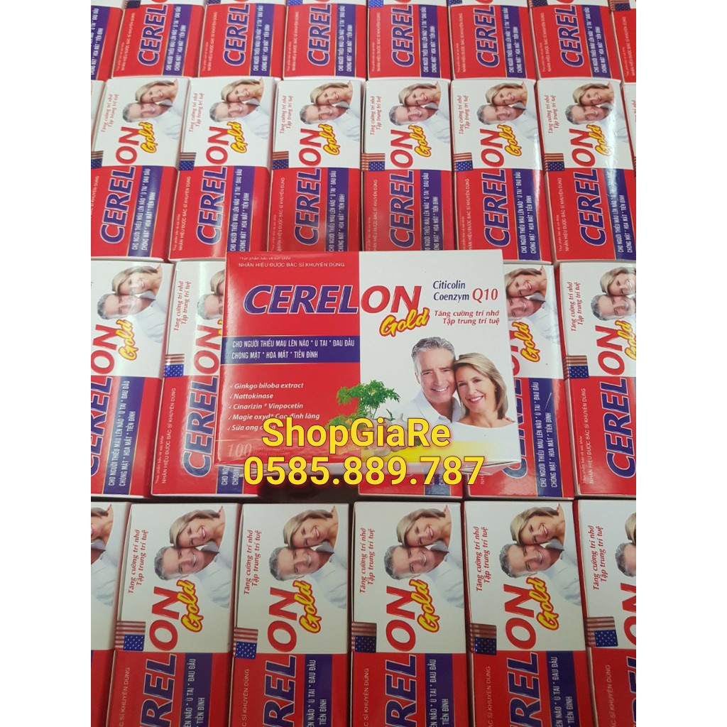Cerelon gold Giúp bổ sung dưỡng chất cho não hiệu quả viên uống hoạt huyết dưỡng, giảm đau đầu, chóng mặt não 100 viênnn
