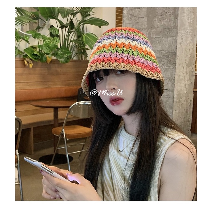 Nón Tai Bèo Đan Cói Nhiều Màu Sắc Chống Nắng Thời Trang Mùa Hè Cho Nữ