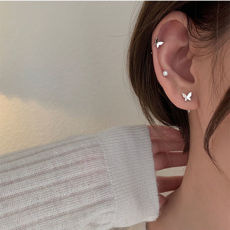 Đôi bông tai hình bướm bằng hợp kim bạc 925 xinh xắn cho nữ