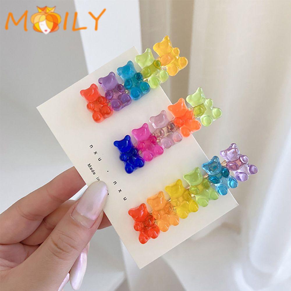 Jelly Bear Hairpin Korea Ins Candy Color Duckbill Clip Net Red Barrette For Women Girls
