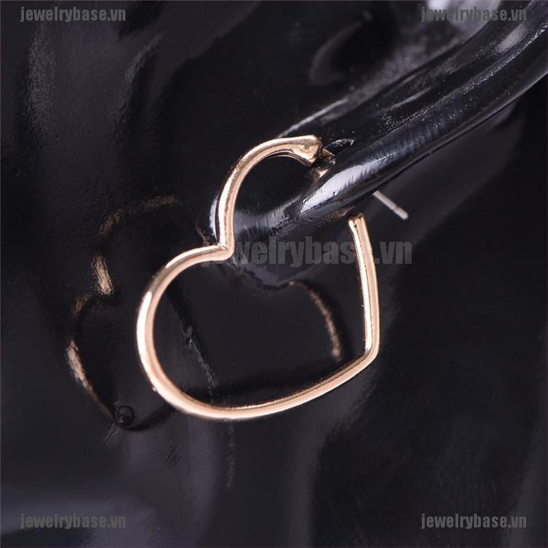 [Base] Heart Circle Loop Hoop Earrings Ear Studs Earrings Women Party Ear Drop Earrings [VN]