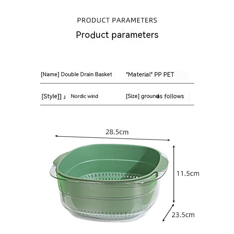 Rổ Rửa Rau Củ Quả Hai Lớp Bằng Nhựa Màu Sắc Tương Phản Sáng Tạo Dành Cho Nhà Bếp