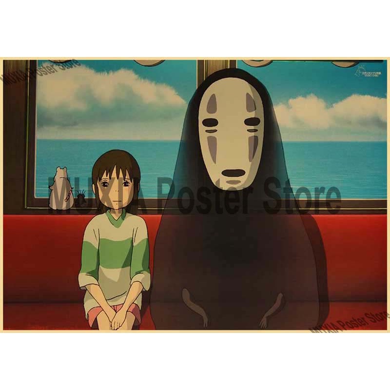 Poster Phim Spirited Away Dán Tường Trang Trí Phong Cách Retro