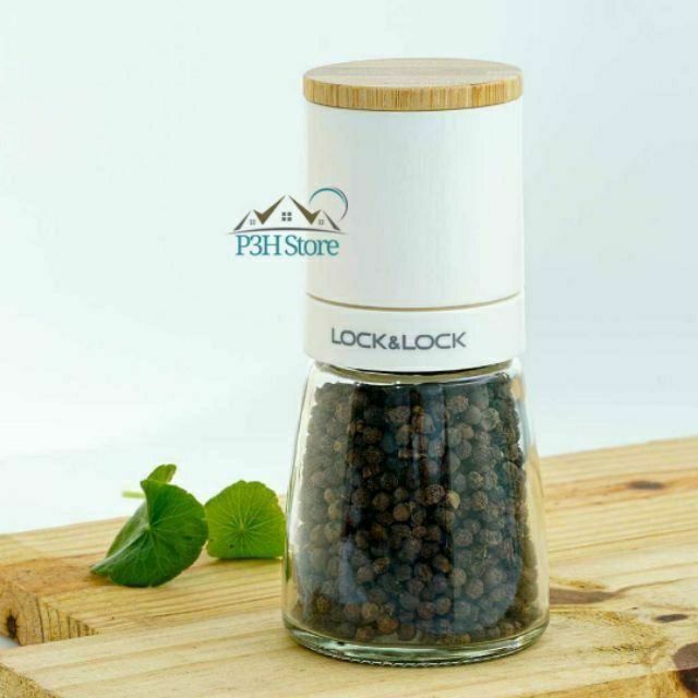 Cối xay tiêu thủy tinh Lock&Lock dung tích 140ml lưỡi sứ nắp gỗ sồi tiện dụng CKO115 | BigBuy360 - bigbuy360.vn