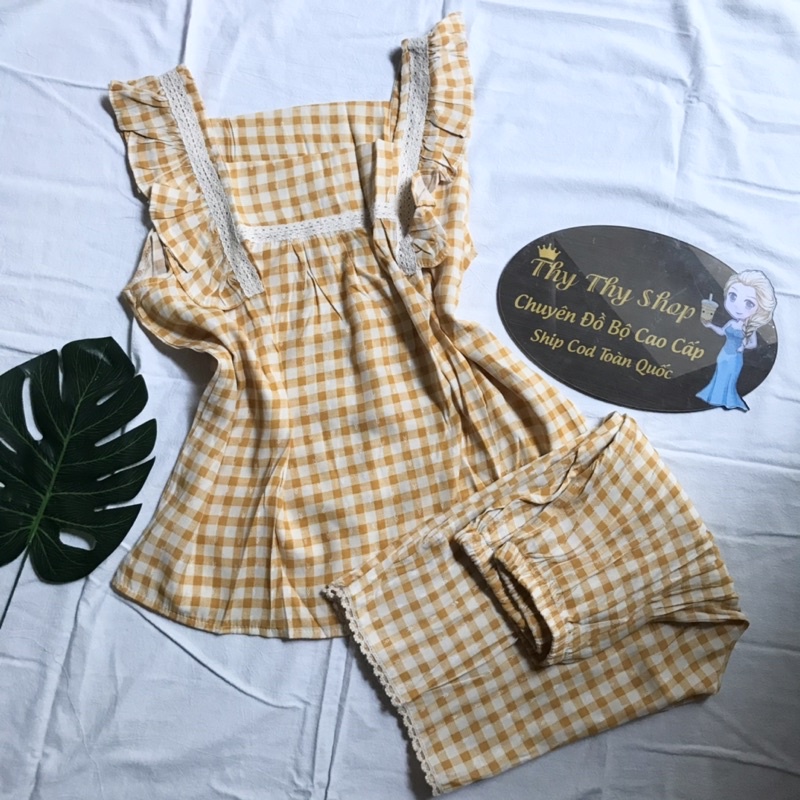 Đồ Bộ Lửng Mặc Nhà Caro Chất Đũi Lạnh Mềm Mát Có Size | BigBuy360 - bigbuy360.vn