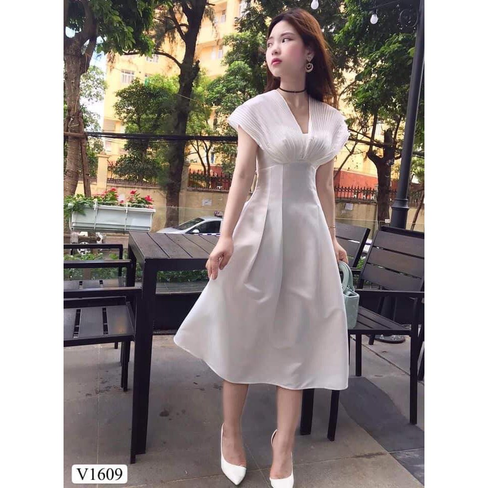 (Hàng thiết kế)Váy đầm trắng dự tiệc, dạo phố thanh lịch,duyên dáng