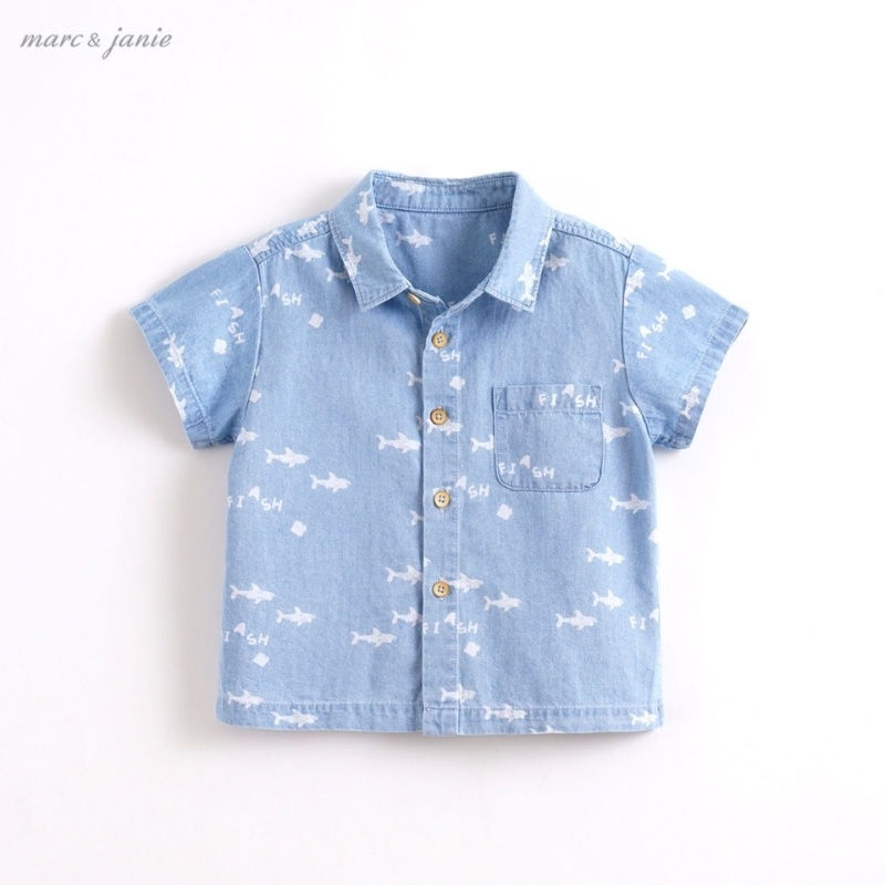Áo Sơ Mi jeans mềm Ngắn Tay Thời Trang Mùa Hè Cho Bé Trai từ 1-2-3-4-5-6-7 tuổi