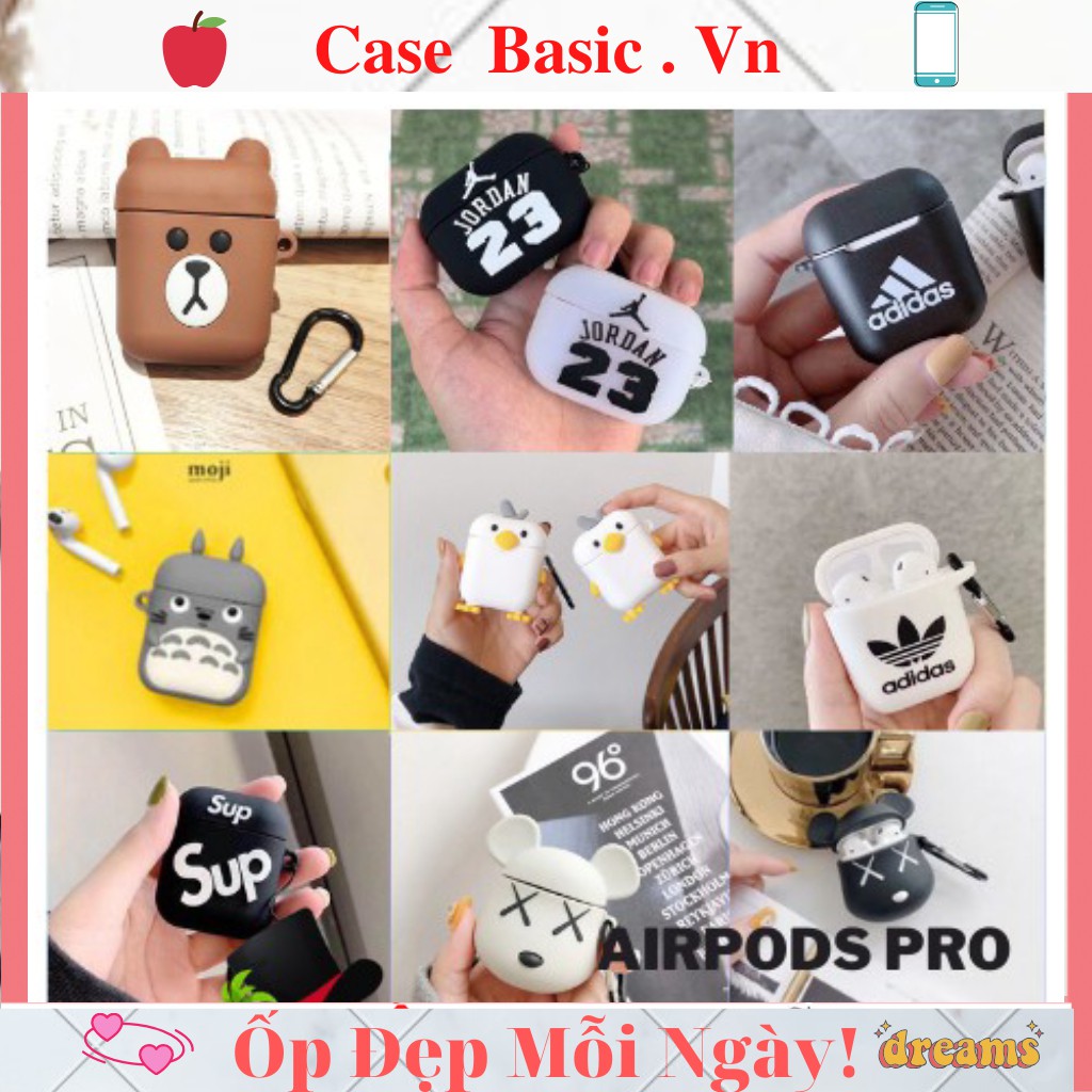 Vỏ Ốp Case airpod airpods 1 2 3 pro 2 pro2 bảo vệ, bao đựng tai nghe không dây bluetooth  Tặng kèm móc