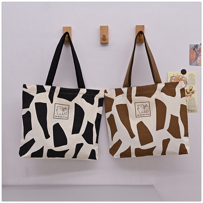 Túi Tote Đeo Chéo Vải Canvas Phong Cách Hàn Quốc Dung Tích Lớn