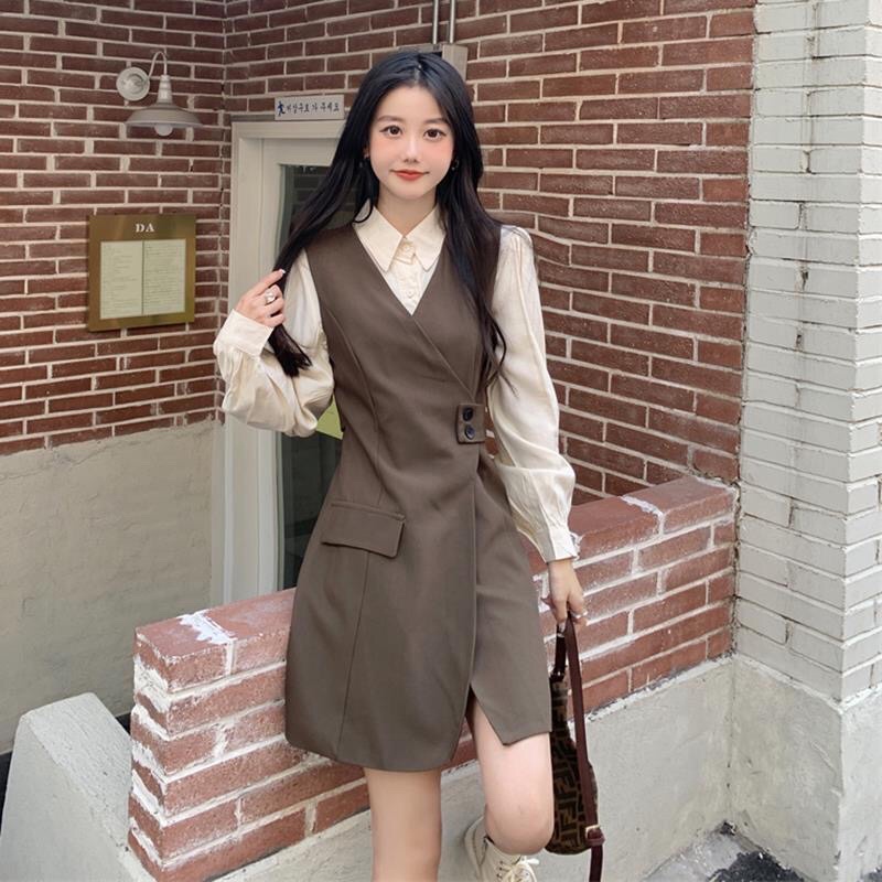 Váy  phối áo sơmi phong cách mới-Order