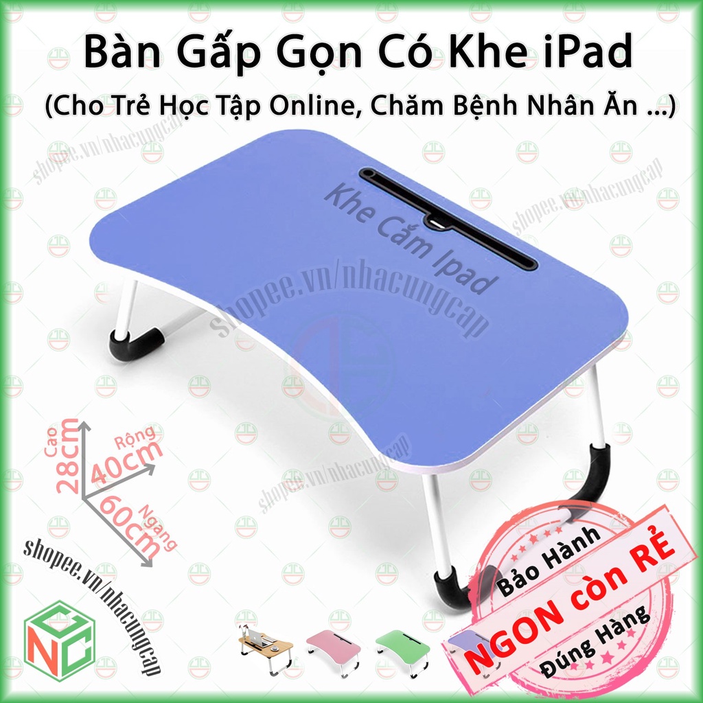 [KhoNCC] Bàn Học Sinh Gấp Gọn Thông Minh Có Khe Cắm Ipad - Để Laptop Sinh Viên - Đồ Ăn Người Bệnh - NDHS-6678-BHCB