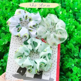 Buộc tóc SCRUNCHIES hoạ tiết quả bơ hot