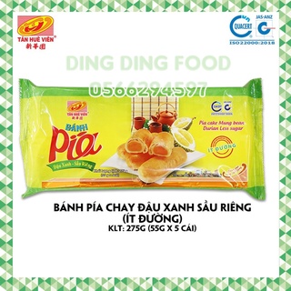[ 1 TÚI 5 BÁNH ] Bánh Pía Ít Đường Đậu Xanh Sầu Riêng Không Trứng (CHAY) 275g Tân Huê Viên| Ăn Kiêng| - DING DING FOOD