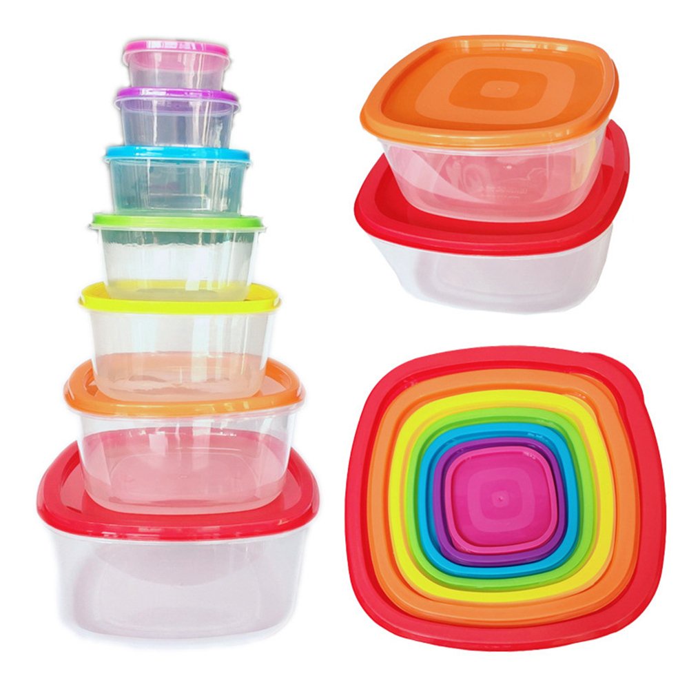 Set 7 hộp nhựa nắp đậy 7 màu đựng thực phẩm