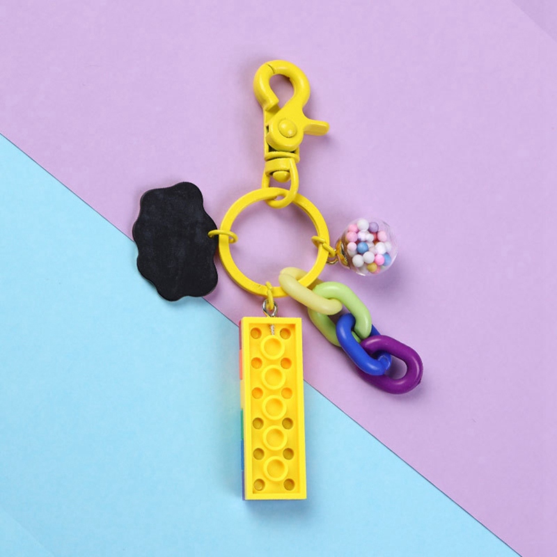 Móc Khóa Mặt Hình Khối Lego Cầu Vồng Dễ Thương