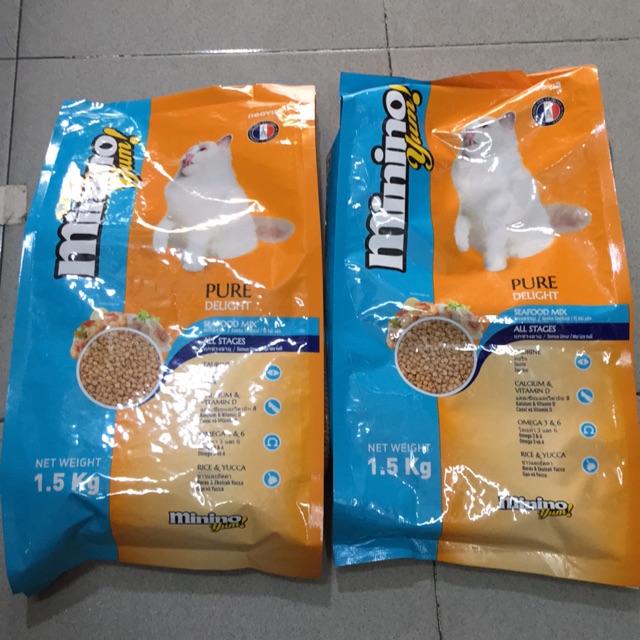 2 gói thức ăn mèo minino yum 1,5kg