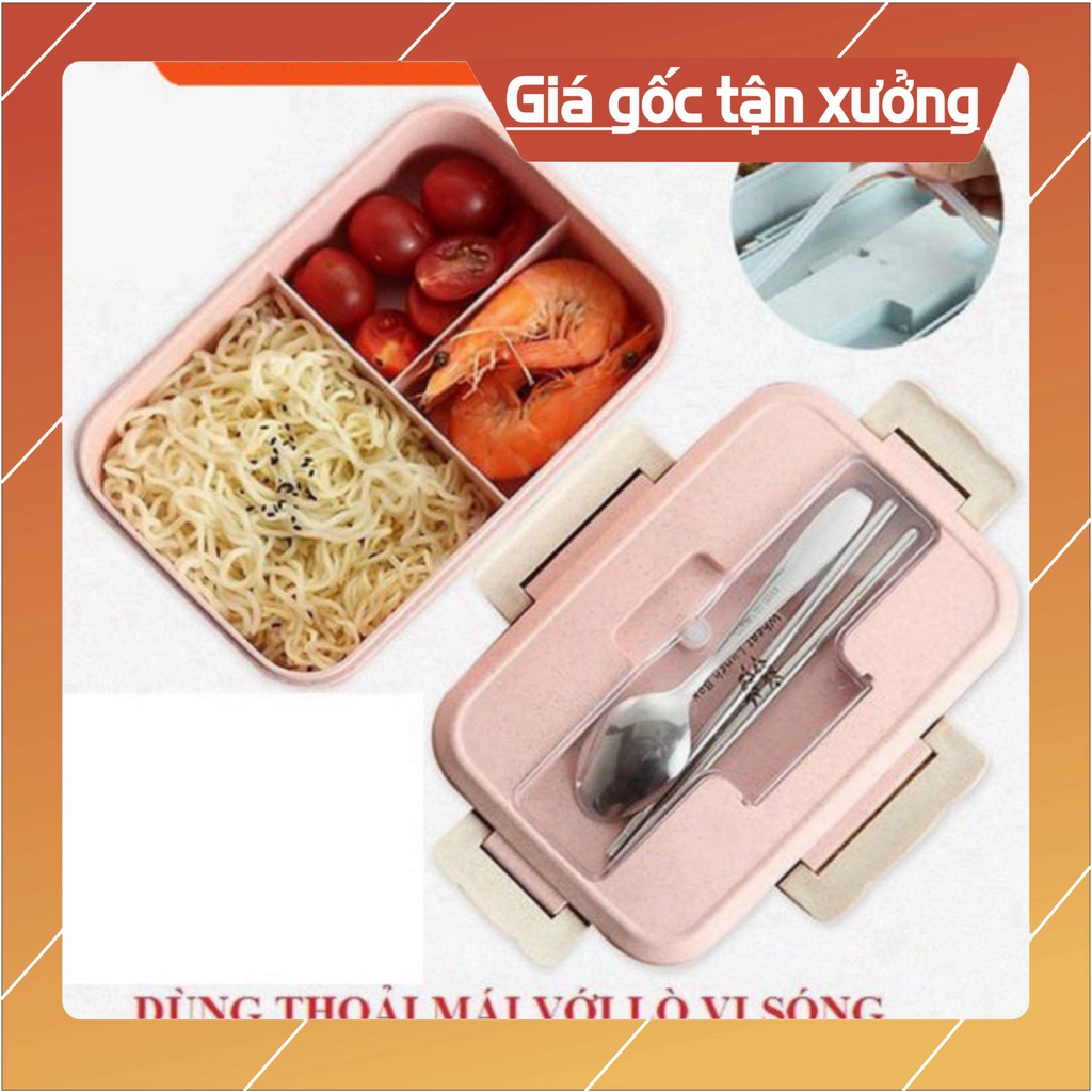 HỘP CƠM LÚA MẠCH 3 NGĂN KÈM ĐŨA THÌA INOX