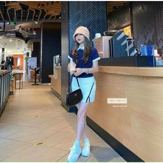 SET PULL CỔ POLO VIỀN + CHÂN VÁY XẺ