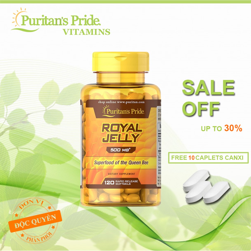 Sữa ong chúa giúp da dẻ hồng hào, hỗ trợ sinh sản Puritan's Pride Royal Jelly 500mg