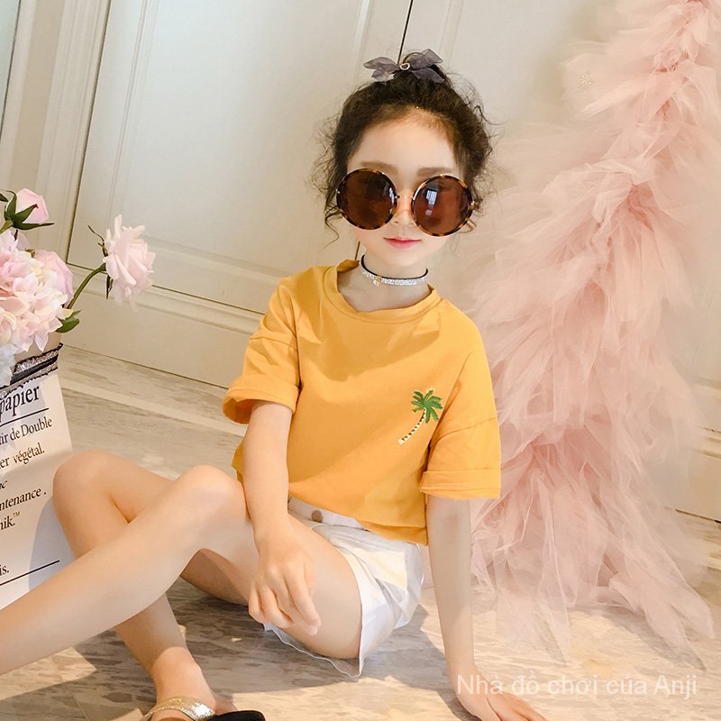 95% Cotton Kids Girls Shirts Women Shirt Summer Short Sleeve Children Kids Tide Jacket