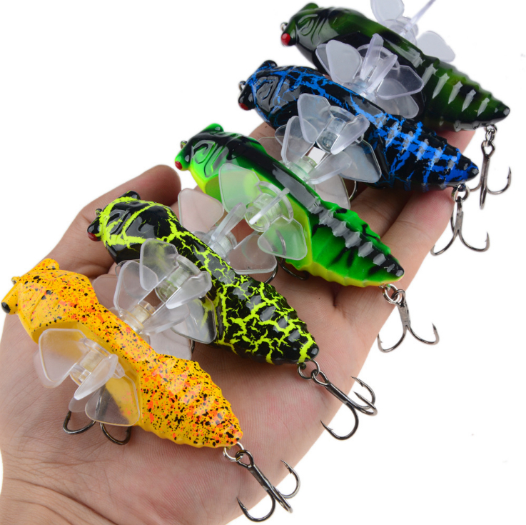 Cicada Top water Bait 3D Eye Simulation Bait Colorful Bait Bionic Bait Plastic Hard Bait Tractor Rotary Pencil Mino Fishing Gear Sliding Cicada Bait