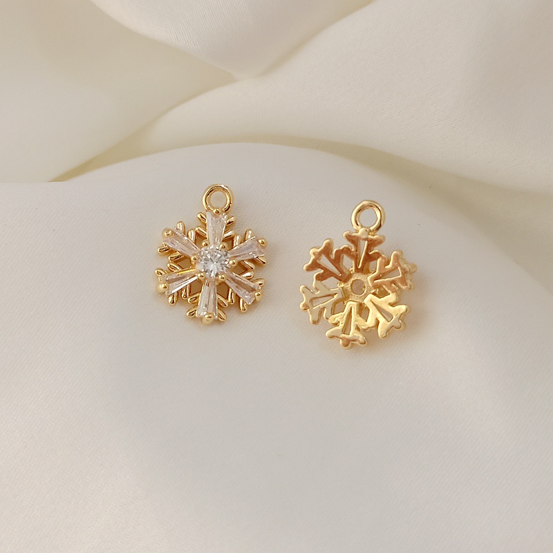 Mặt Dây Chuyền Hình Bông Tuyết Dát Vàng 14k Nhiều Màu Sắc Tinh Tế Làm Vòng Tay / Dây Chuyền DIY