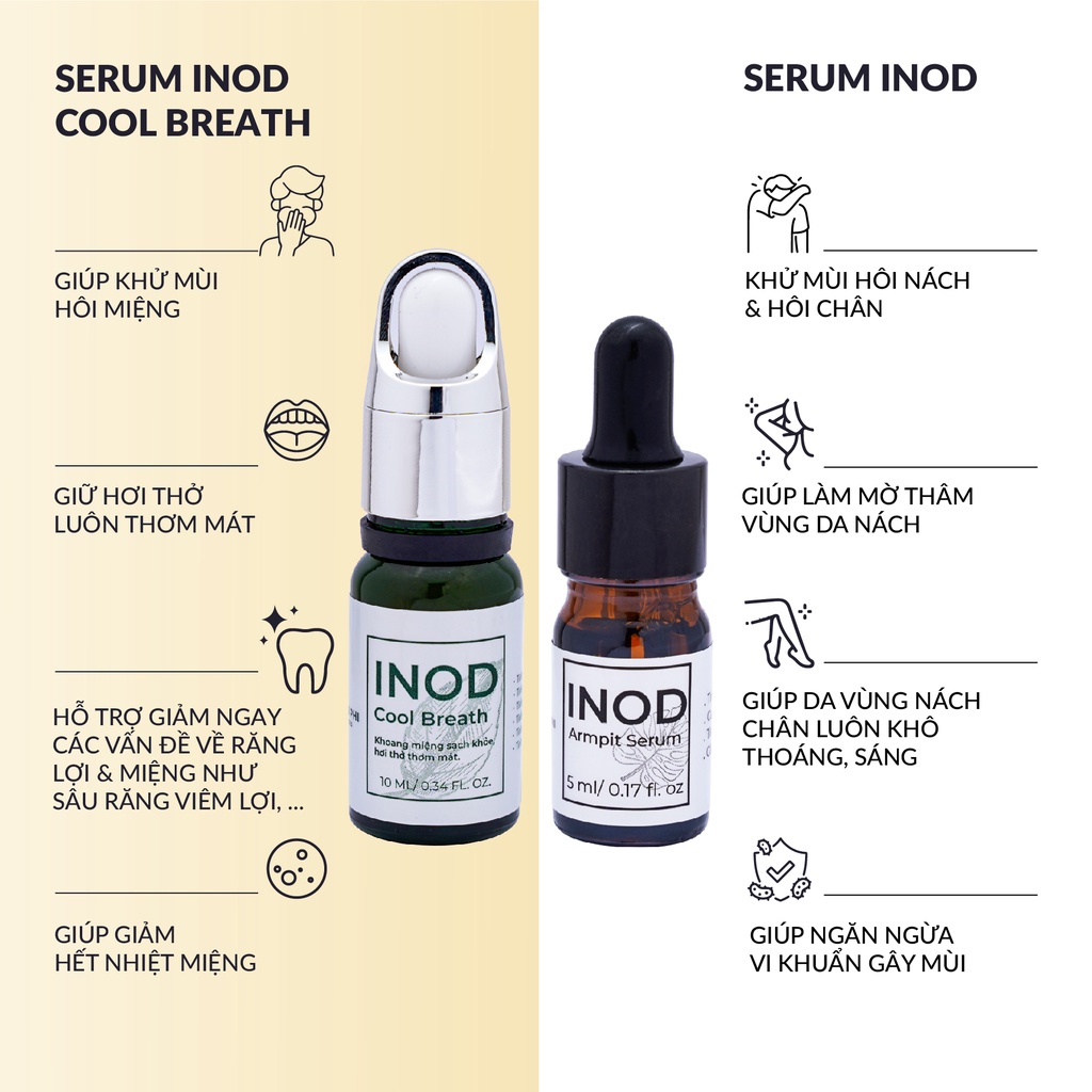 Combo 2 lọ serum hôi nách, hôi chân, hôi miệng INOD Huyền Phi