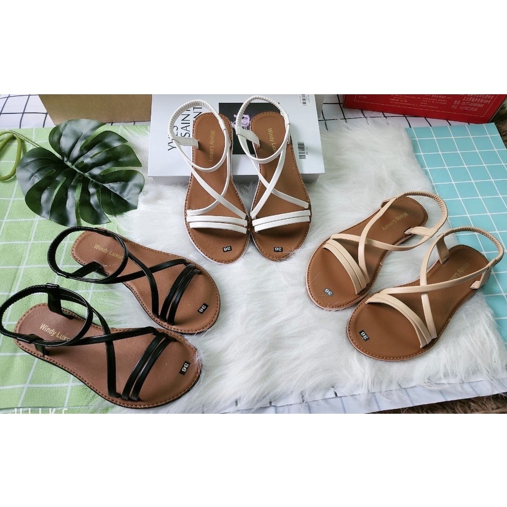 [ MẪU SANDAL NỮ ] Giày sandal nữ đế bệt chiến binh xỏ ngón dây mảnh quai chéo hot mùa hè đi biển, đi chơi, đi học,,,,