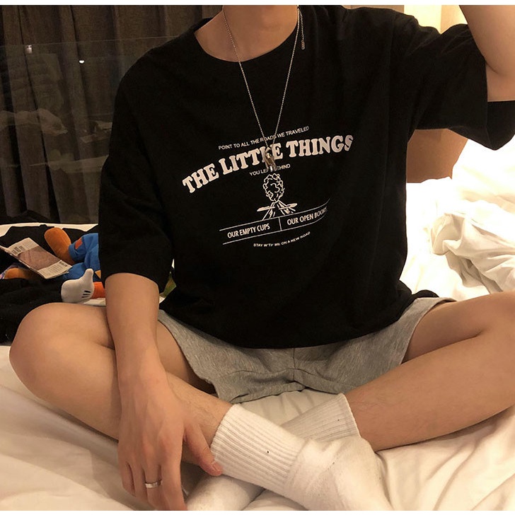 Áo thun phông nam form rộng Familylove - Mẫu áo thun nam tay lỡ  THE LITTLE THING chất Cotton 100% cao cấp