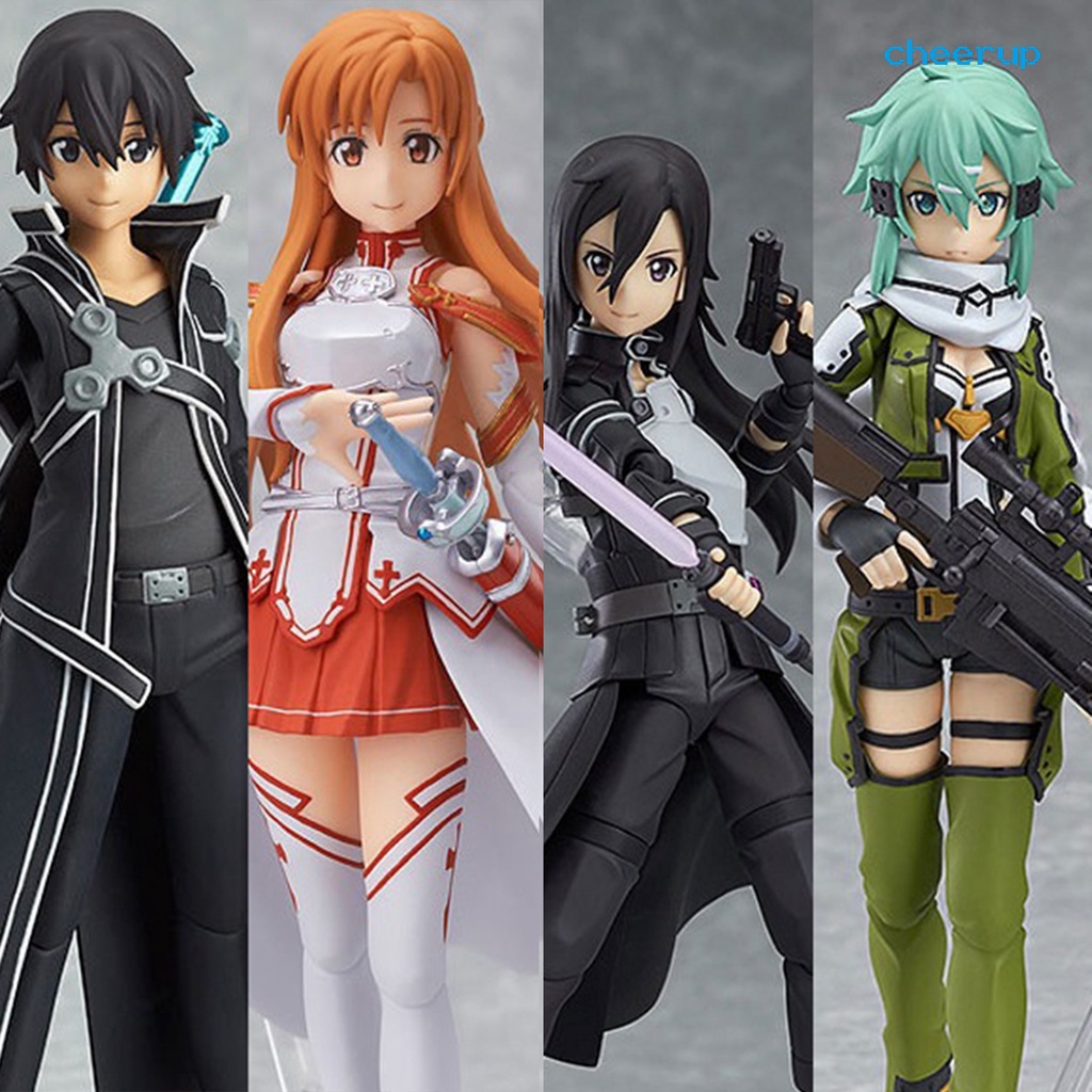 cpmx_Figure Model Anime Sword Art Online Action Asuna Kirito Kiriko Asada Shino PVC Cartoon Miniature Display Mold for Kids