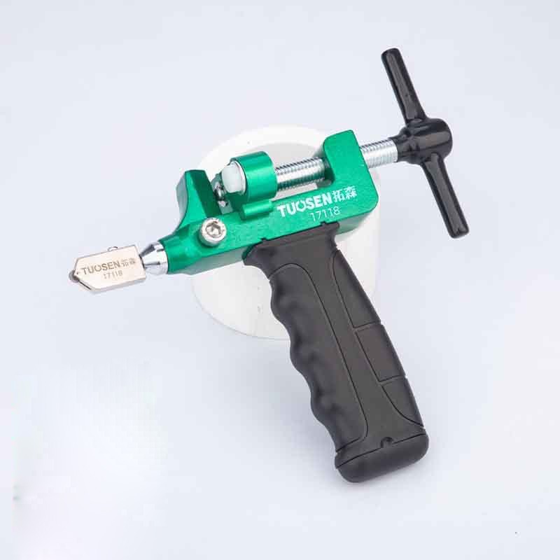 Bộ dụng cụ cắt kính Tuosen, gạch men 2 trong 1 (cắt và bẻ), hợp kim nhôm TUOSEN (Hộp gồm 3 lưỡi, 1 lọ dầu, 1 tôvít, máy.