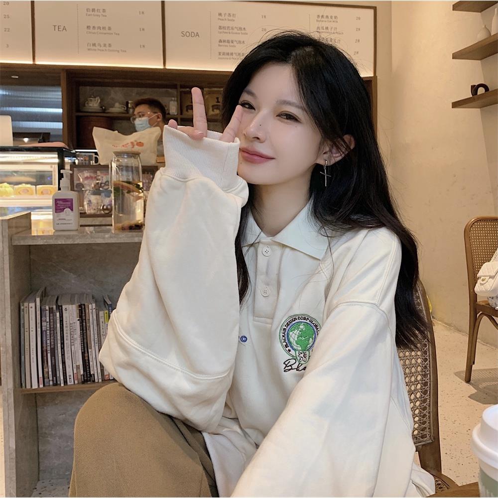 Áo Thun polo Tay Dài Có 2 Màu Thời Trang Cổ Điển Cho Nữ