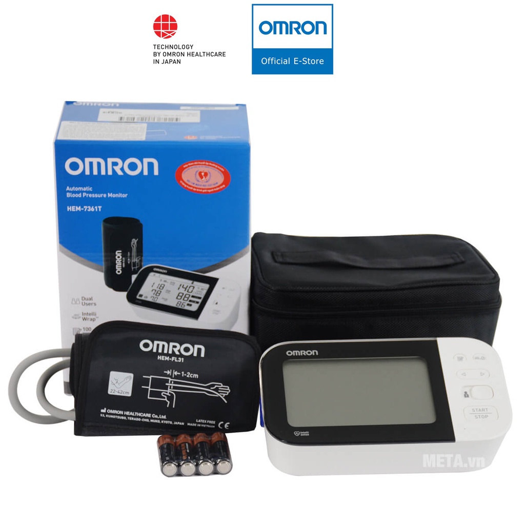 [Cảnh Báo Đột Qụy] Máy đo huyết áp bắp tay Omron HEM 7361T | Kết Nối Bluetooth Với Điện Thoại Di Động - Bảo Hành 5 Năm