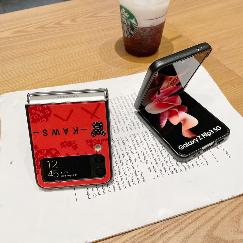 Ốp Điện Thoại Kính Cường Lực In Hình Hoa Chống Sốc Cho Samsung Galaxy Z Flip 3