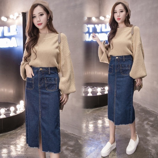 💥XẢ KHO💥Chân Váy Jean Dài Xẻ Giữa Cực Chất💥 | BigBuy360 - bigbuy360.vn