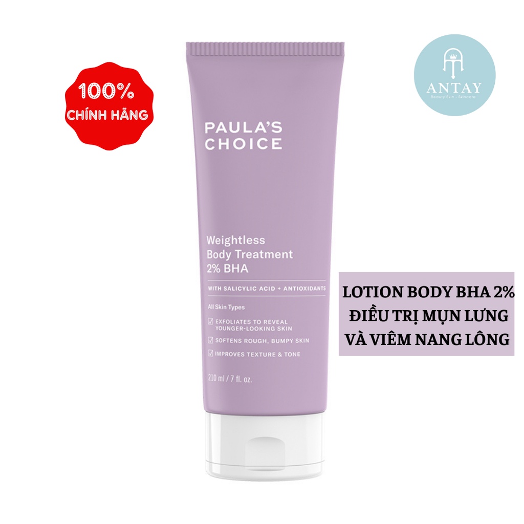 [PAULA'S CHOICE] Kem dưỡng thể cải thiện dày sừng nang lông chứa 2% BHA Weightless Body Treatment 2% BHA