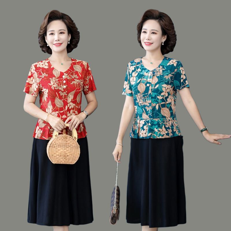 Hàng Mới Về Mới Áo Thun#Đầm Sườn Xám Cách Tân Giả Hai Mảnh Tay Ngắn Thời Trang Mùa Hè 2022 Cho Nữ Trung Niên 7 / 28