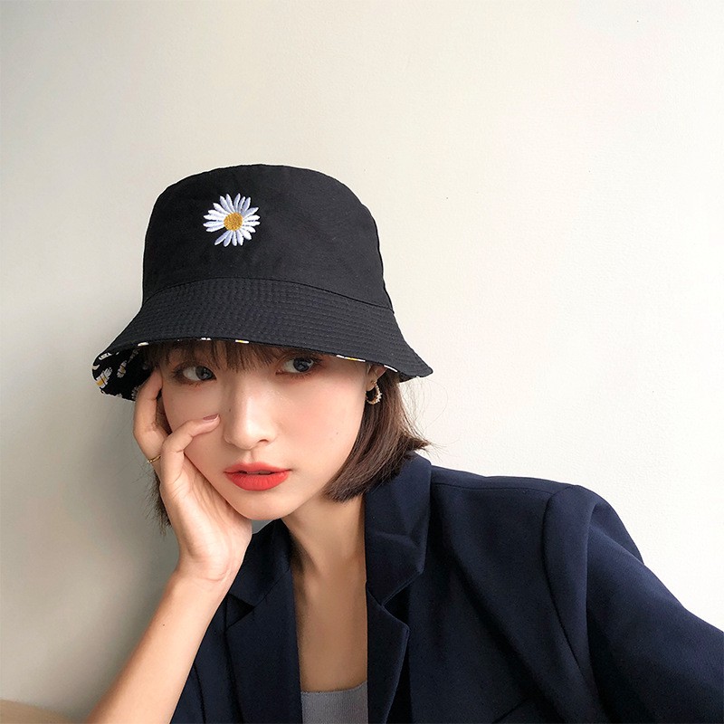 Mũ Bucket 2 mặt vành tròn hoạ tiết Hoa Cúc phong cách Ulzzang form unisex cho nam và nữ - Siberi