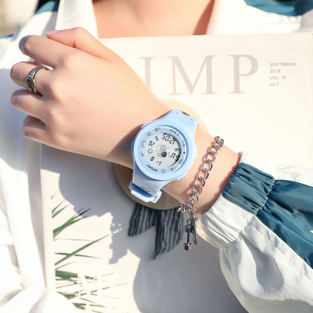 Đồng hồ đeo tay điện tử dạ quang chống thấm nước màn hình lớn họa tiết phi hành gia hoạt hình cho bé