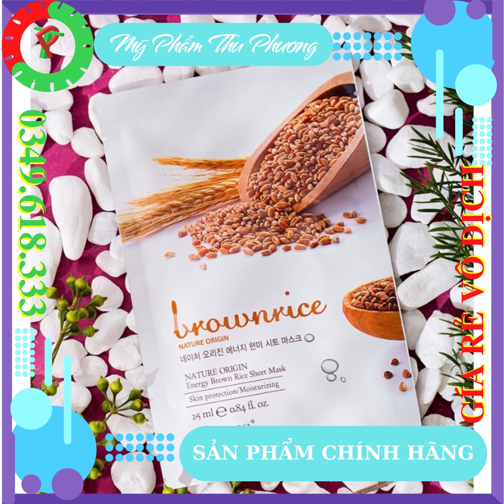 5 Mặt Nạ Gạo Lứt Whisis Nature Origin Energy Brownrice Sheet Mask - Mặt Nạ Giấy Dưỡng Da Thiên Nhiên Cao Cấp Chính Hãng